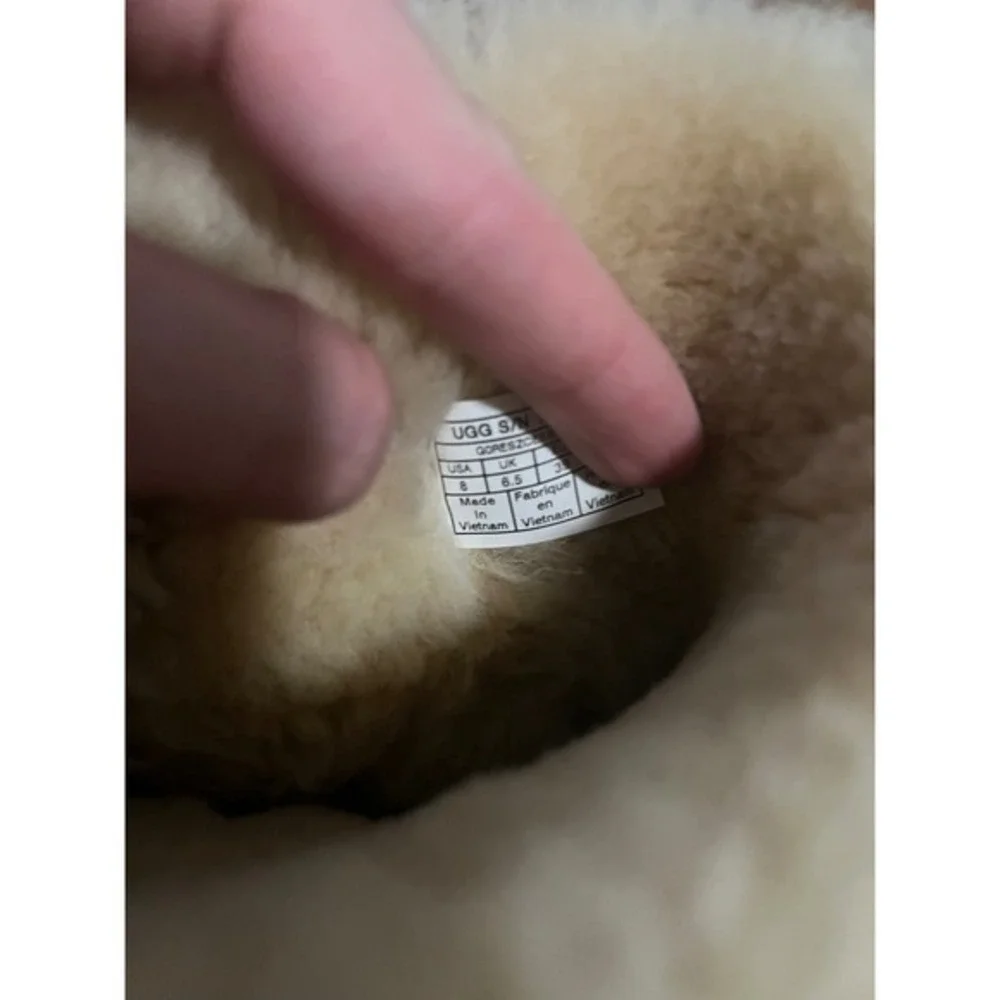 UGG Classic Short Boots Suede Leather‎ Shearling Bow Back Brown Women's